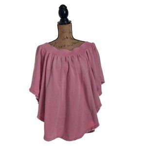Free People Sweatshirt Sweater Pink Poncho Boho Shirt Women's Sz L